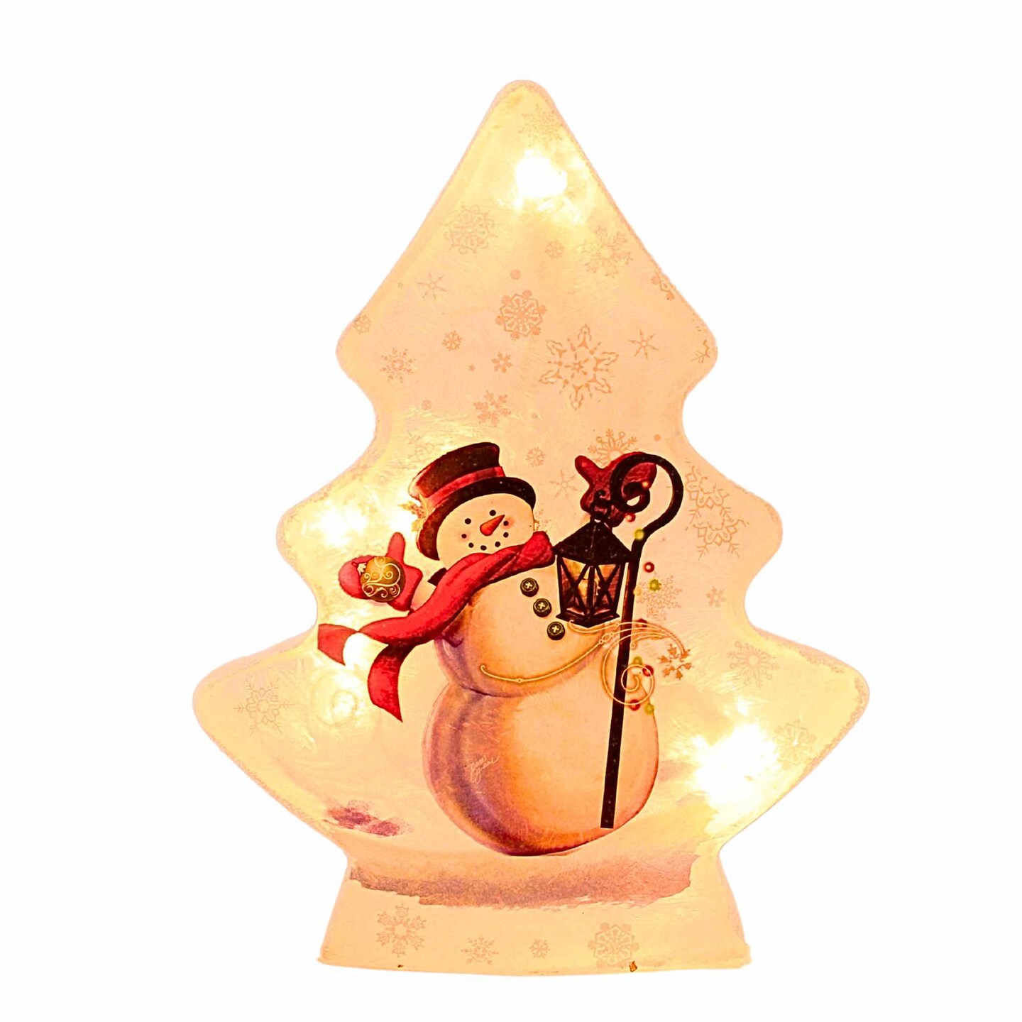 Stony Creek 8.5 Inch Jolly Snowman Christmas Tree Christmas Lighted Glass Accent , Snow Electric Winter