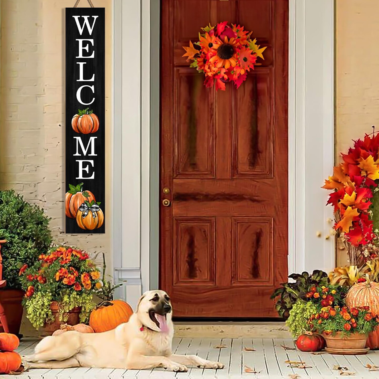 Fall Wooden Porch Sign 47&#x22;(Black and yellow)