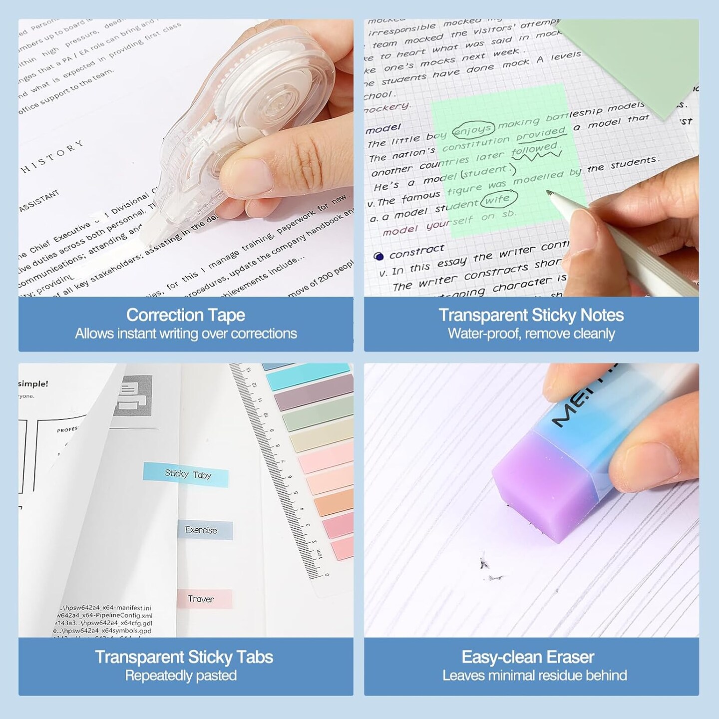 60Pcs Aesthetic School Supplies with Cute Pencil Case,12 Pastel Highlighters (Pink)