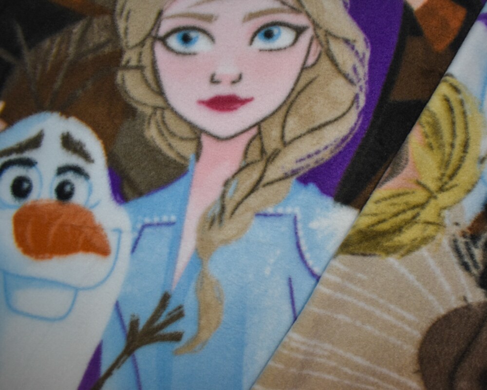 Blue-Multi Poly Disney Frozen Printed Double Sided Fleece Knit Fabric By the Yard
