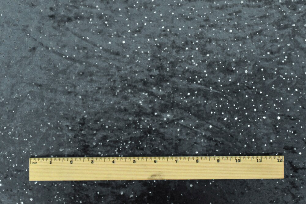 Galaxy Blue-Silver Drip Dot Pattern Printed Stretch Velvet Knit Fabric By the Yard