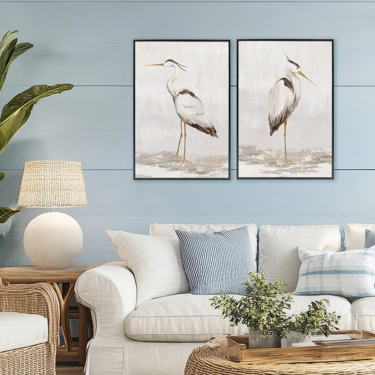 Stupell Industries Serene Heron Birds 2pc Framed Giclee Set, design by Hannah Dawson