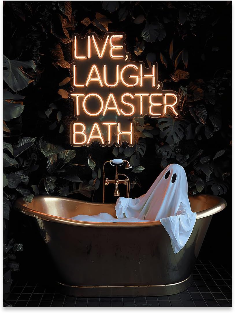 Halloween Wall Art Cute Ghost In Bathtub - 16L" x 12W" (Ghost Unframed)