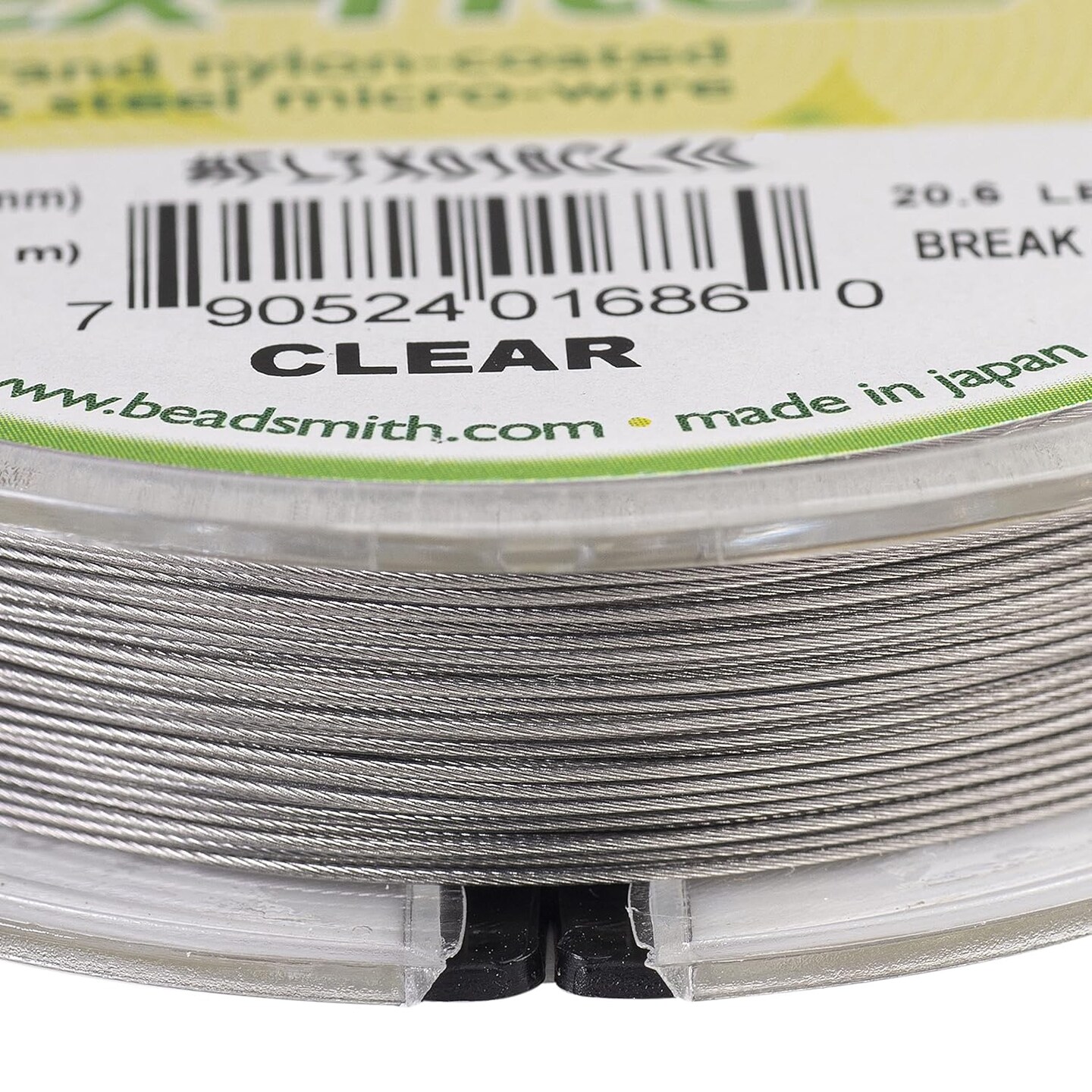 The Beadsmith Flex-Rite 7 Strand Nylon Coated, Stainless-Steel Beading Wire, Jewelry Making Supply (.018 Dia, Clear - 30 Ft)