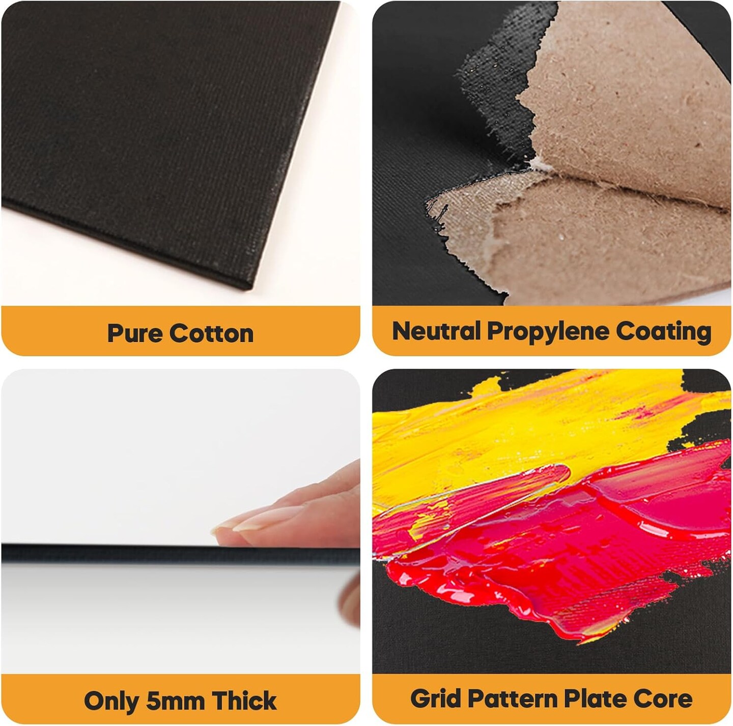 A Black Canvas Board for Painting, 12 Pack Multi Size 11x14(black)