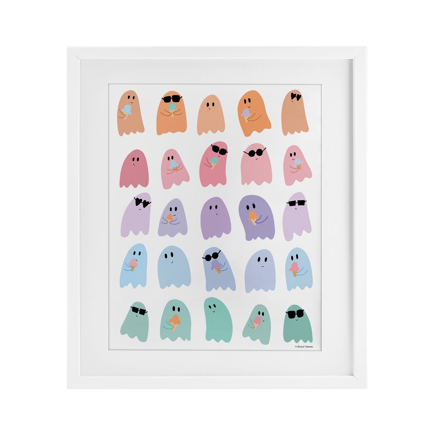 Stupell Industries Spooky Cute Pastel Ghosts Framed Print Under Glass, design by Rachel Nieman