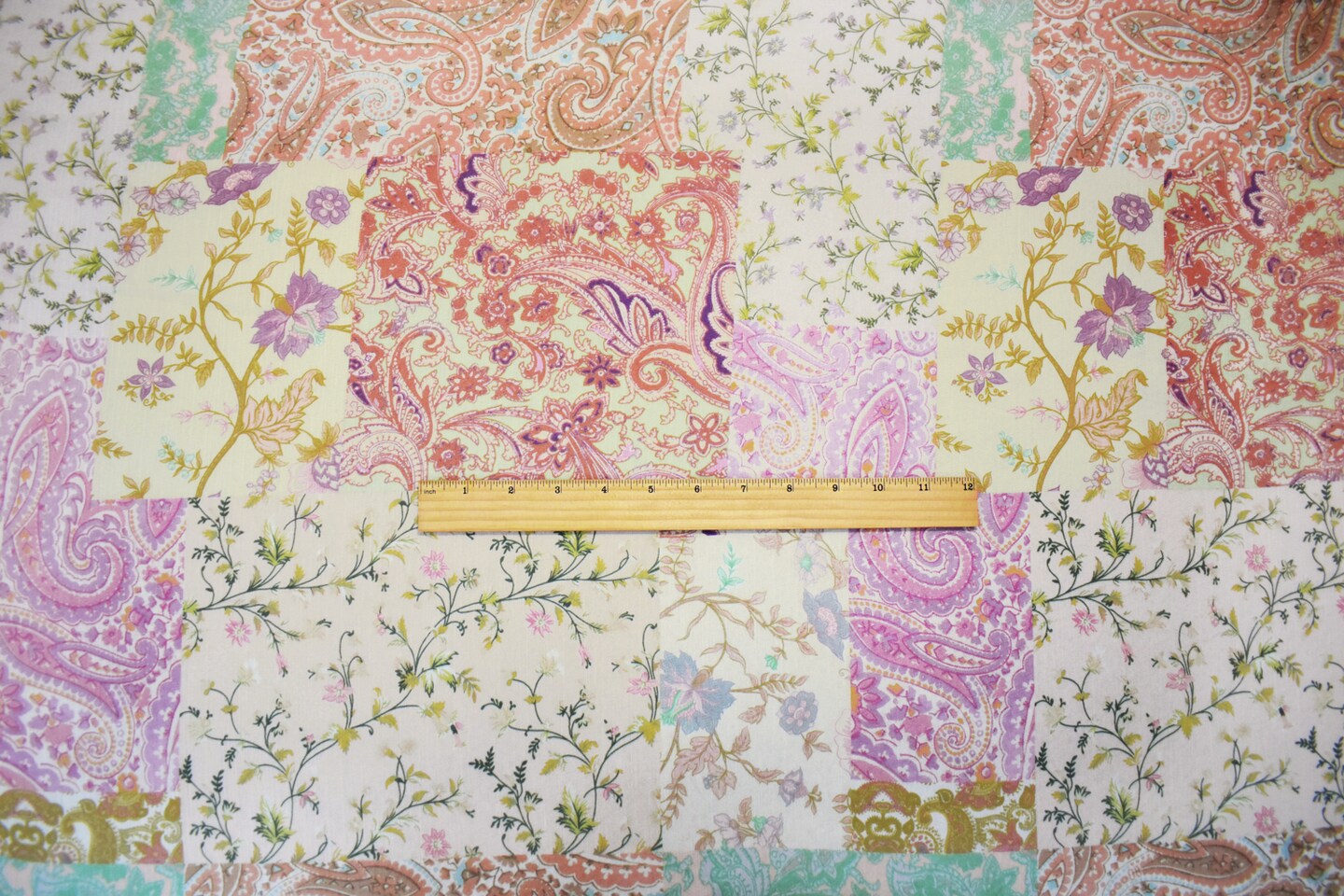 Pink-BeigeMulti Poly Ink Paisley Floral Printed Crinkle Yoryu Chiffon Woven Fabric By the Yard