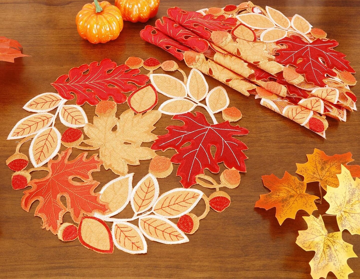 Fall Placemats Set(Orange Red)