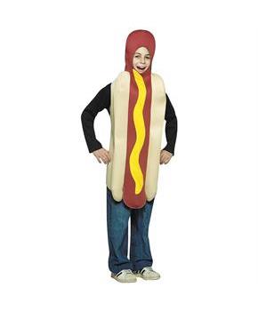 Unisex Hot Dog Costume for Kids with Foam Bun and Mustard Accent