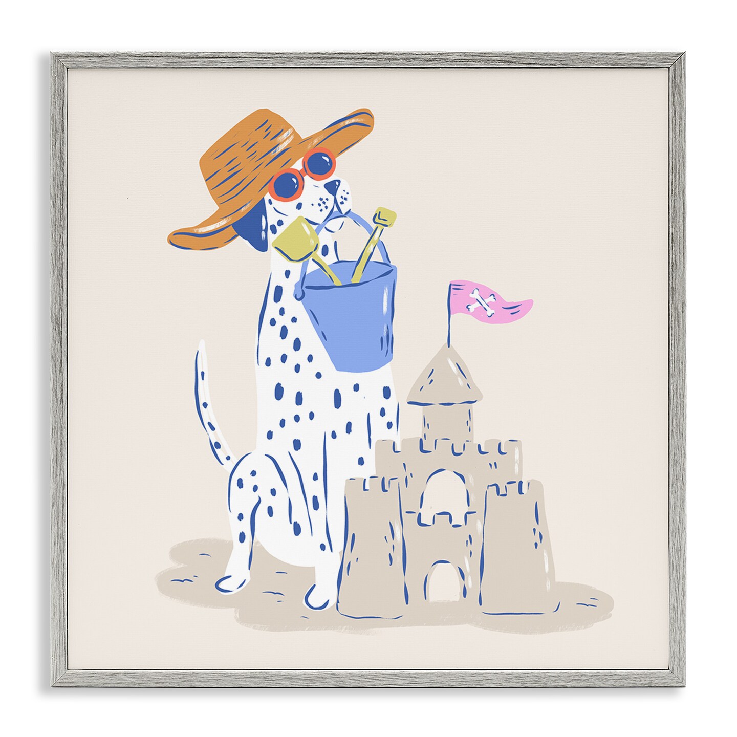 Stupell Industries Summer Sandcastle Dalmatian Framed Giclee, design by Krissy Mast