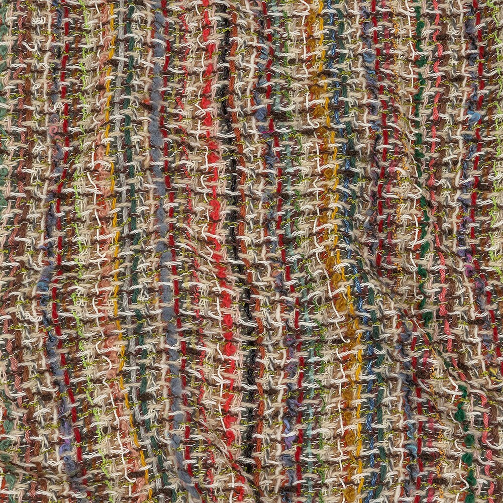 1 Yard Italian Desert Taupe Blue and Pink Wool Blend Tweed Fabric for Suits Coats and Skirts 61 inch Width