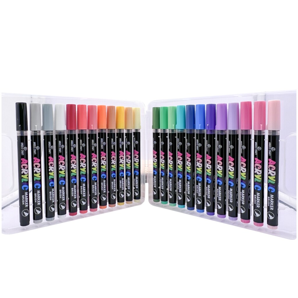 Angels Craft 24 Color Acrylic Marker Set Includes Storage/Carrying Case