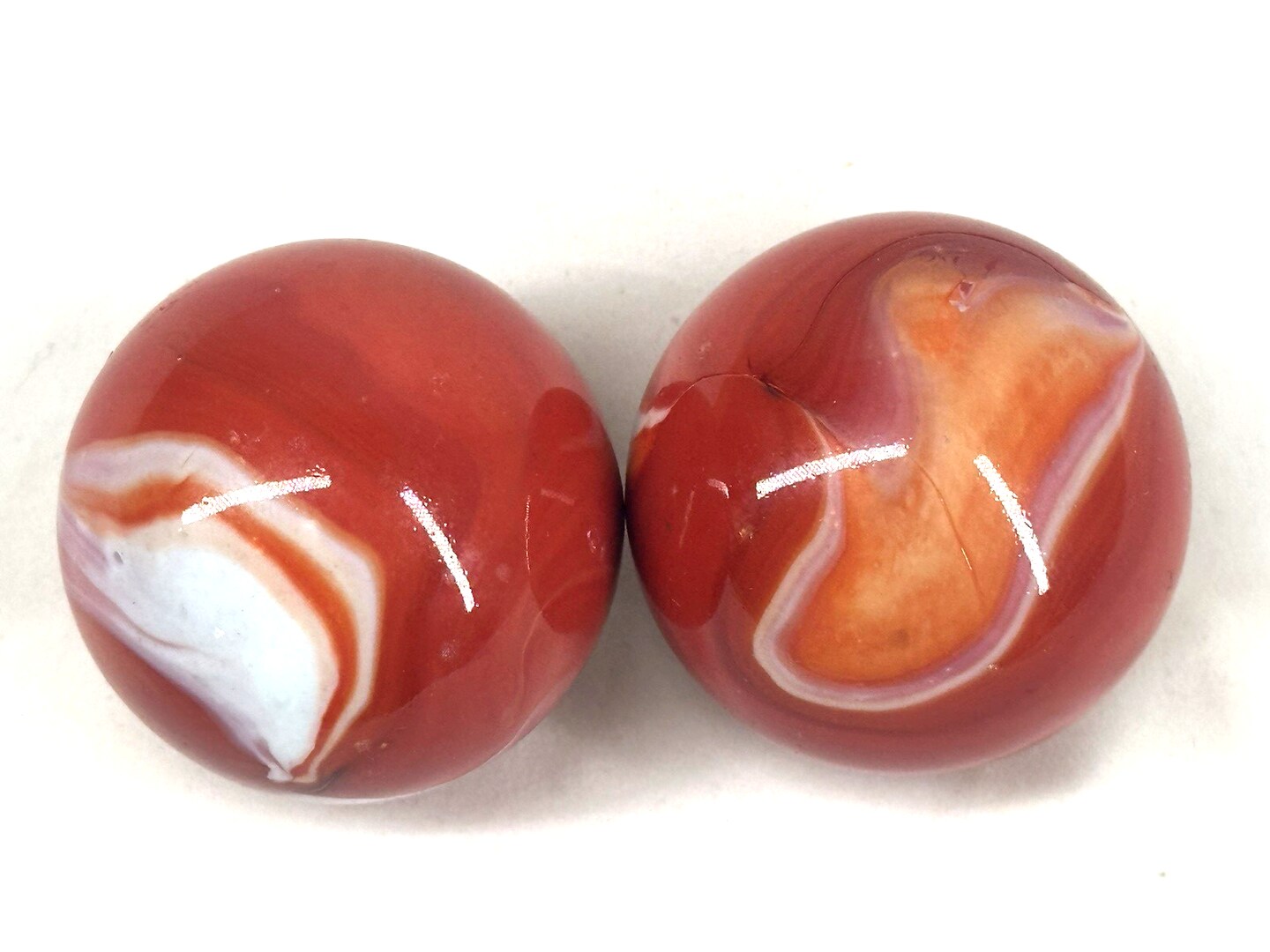 2 Mammoth 42mm CARROT Marbles 1-5/8" Glass Ball Orange/White Giant LARGE Swirl