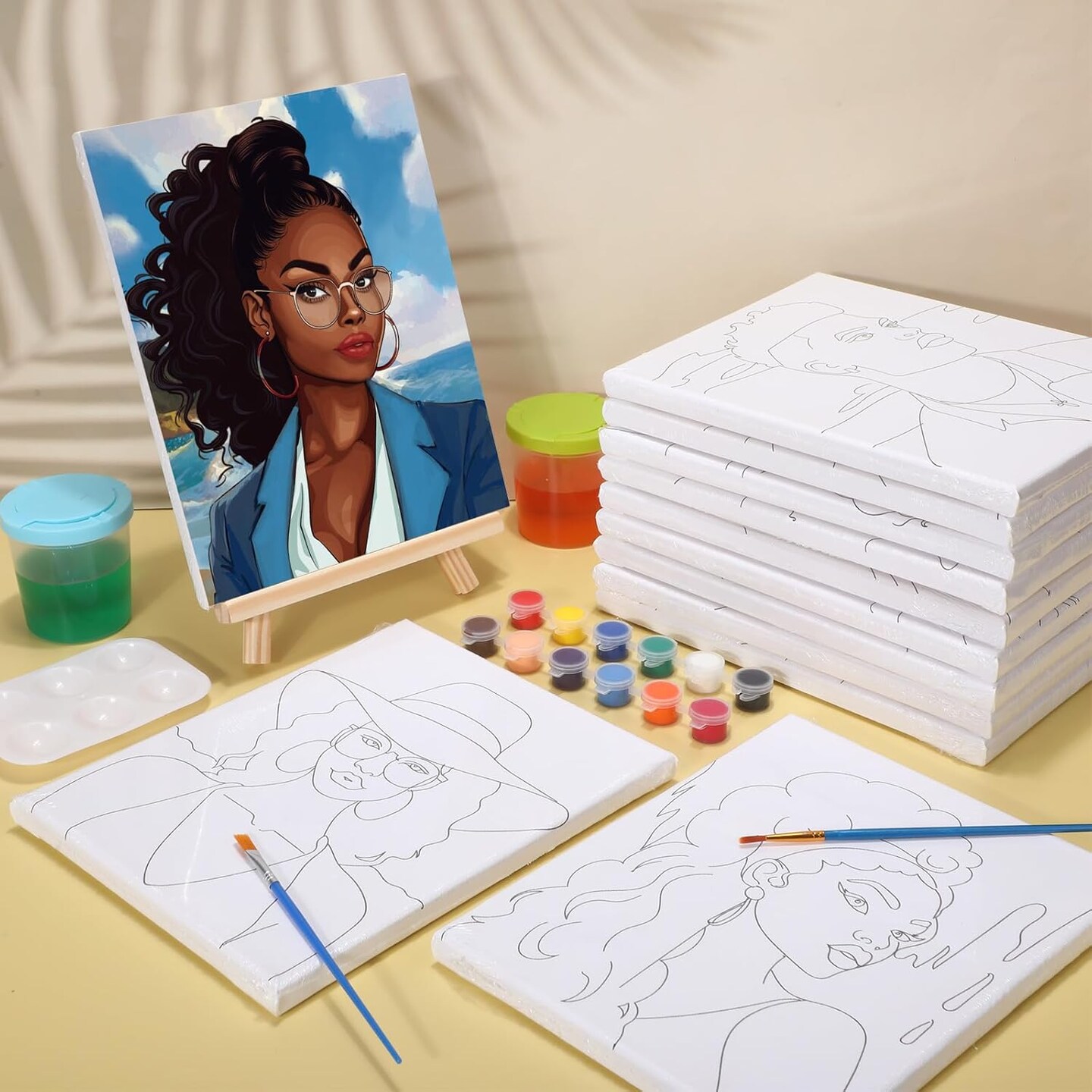 12 Pack Pre Drawn Canvas Painting Kits - 8&#x22; x 10&#x22; (Adult Couples)