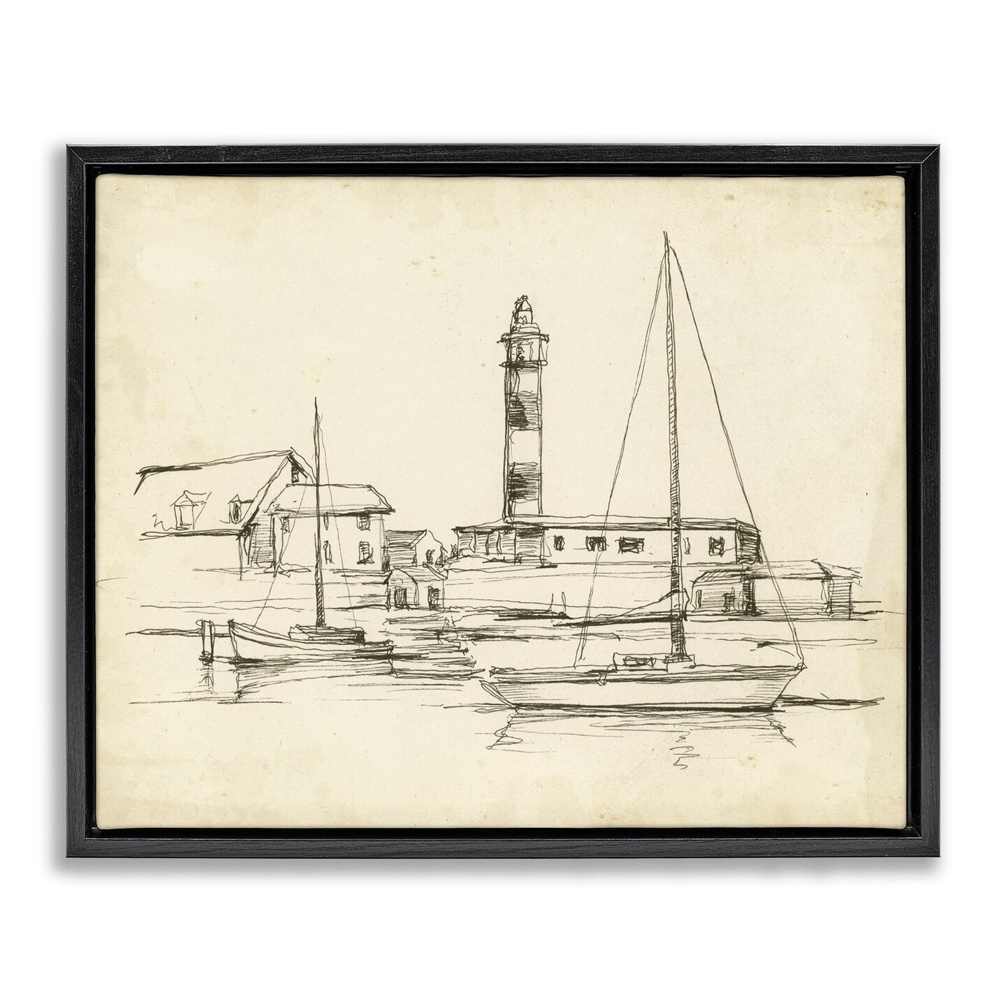 Stupell Industries Antique Lighthouse Study Floating Frame, design by Ethan Harper