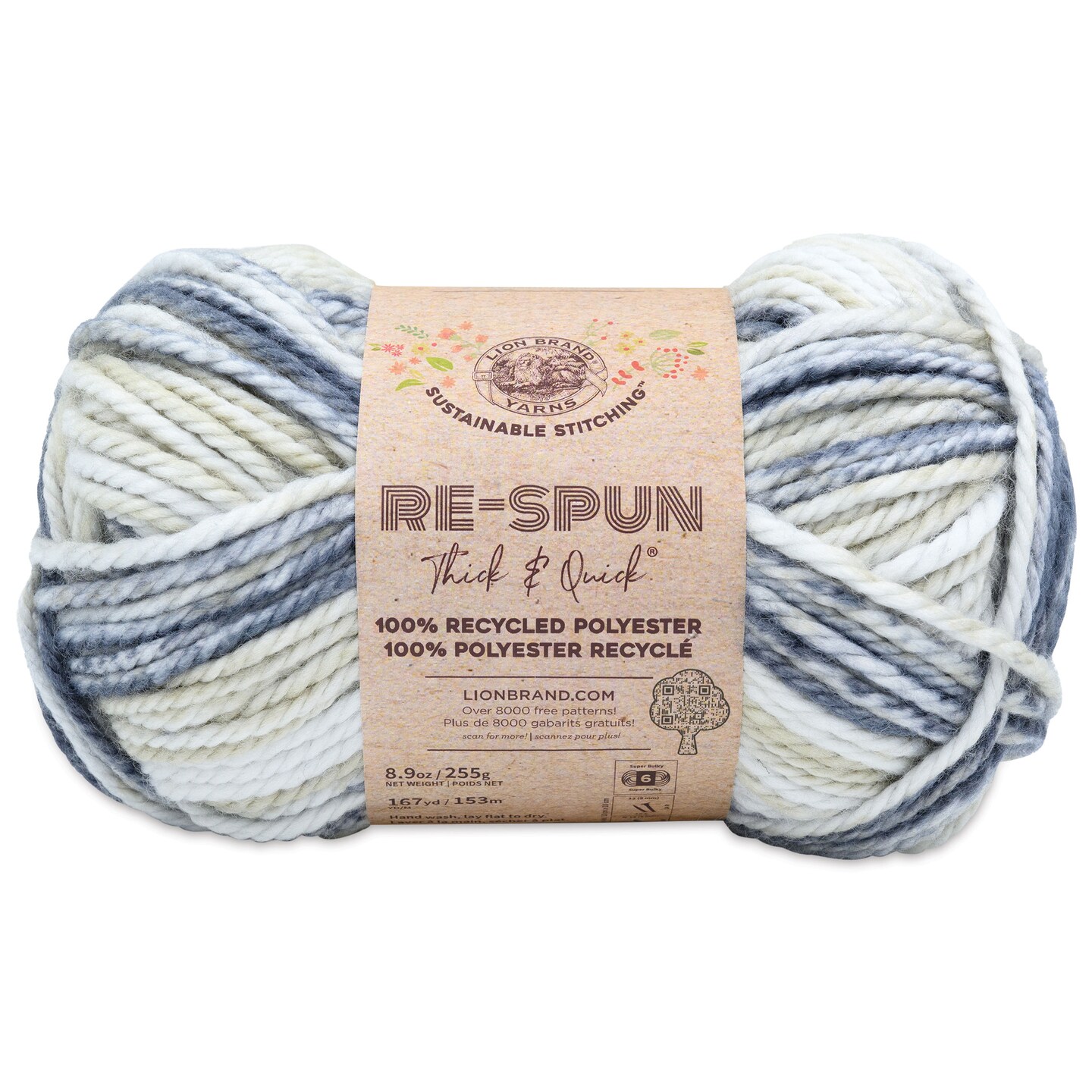 Lion Brand Re-Spun Thick &#x26; Quick Yarn - Earl Grey, 167 yds