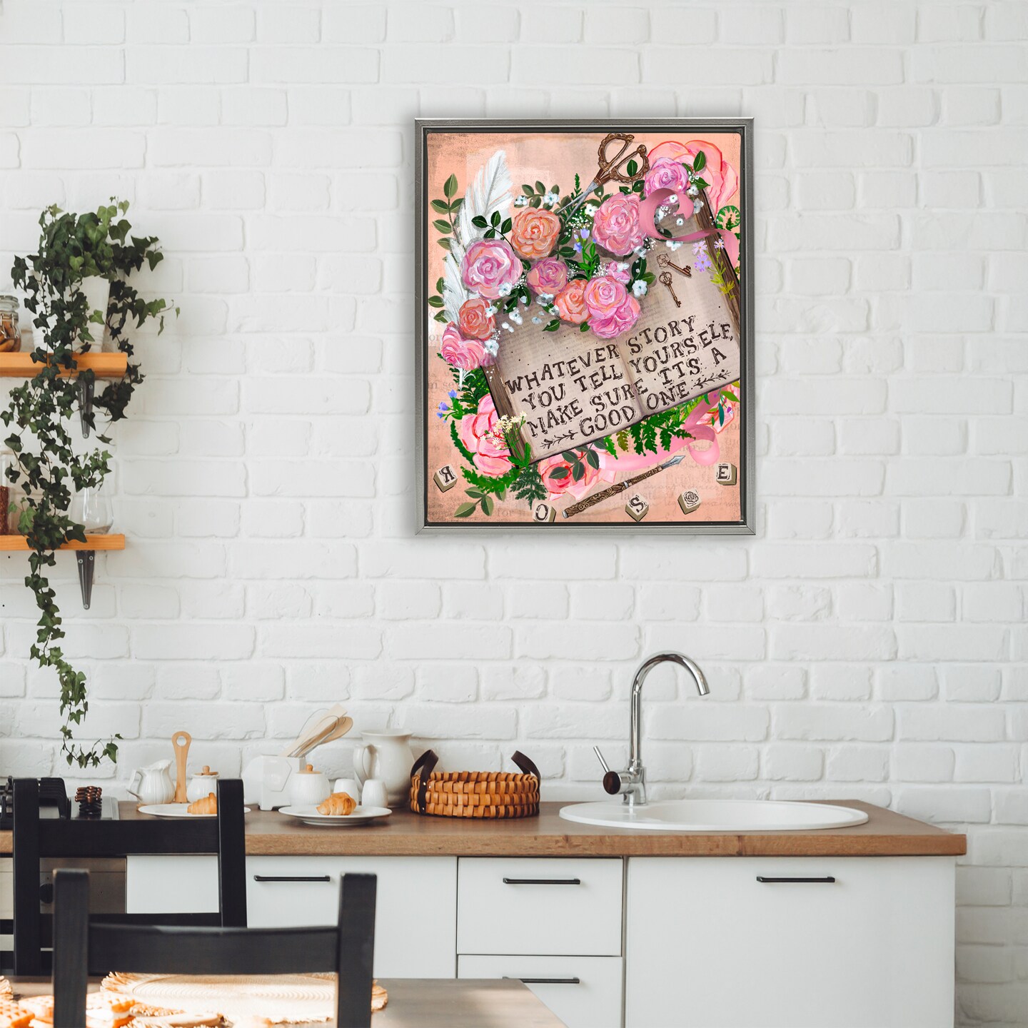 Stupell Industries Tell Yourself A Good Story Floating Frame, design by Glad You're Here Co.