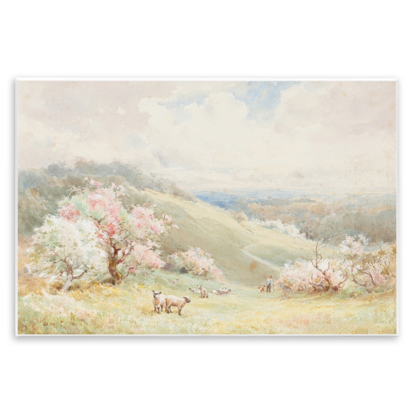 Stupell Industries Lambs Strolling Pastel Countryside Wall Plaque, design by Lux + Me Designs