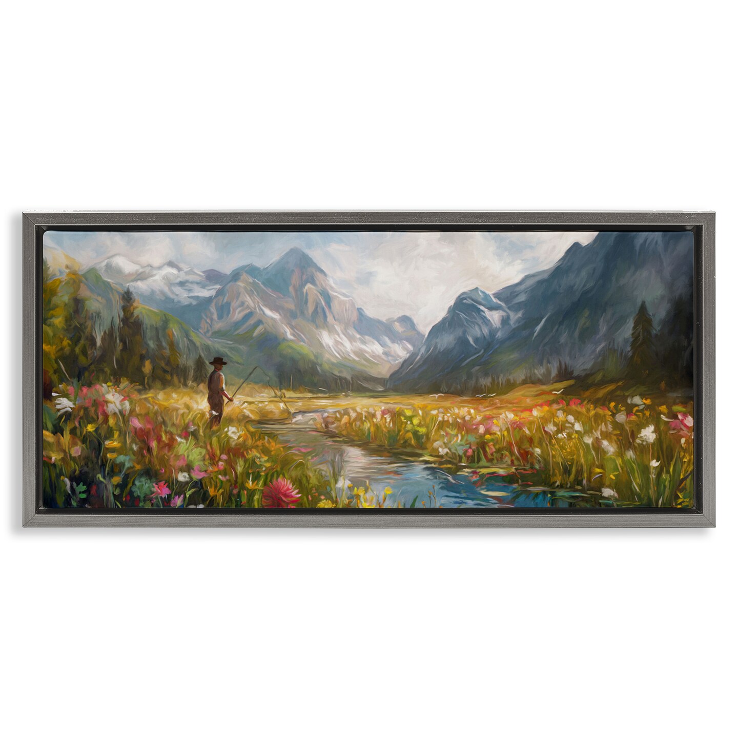 Stupell Industries Fishing Heaven Between Mountains Floating Frame, design by Ramona Murdock