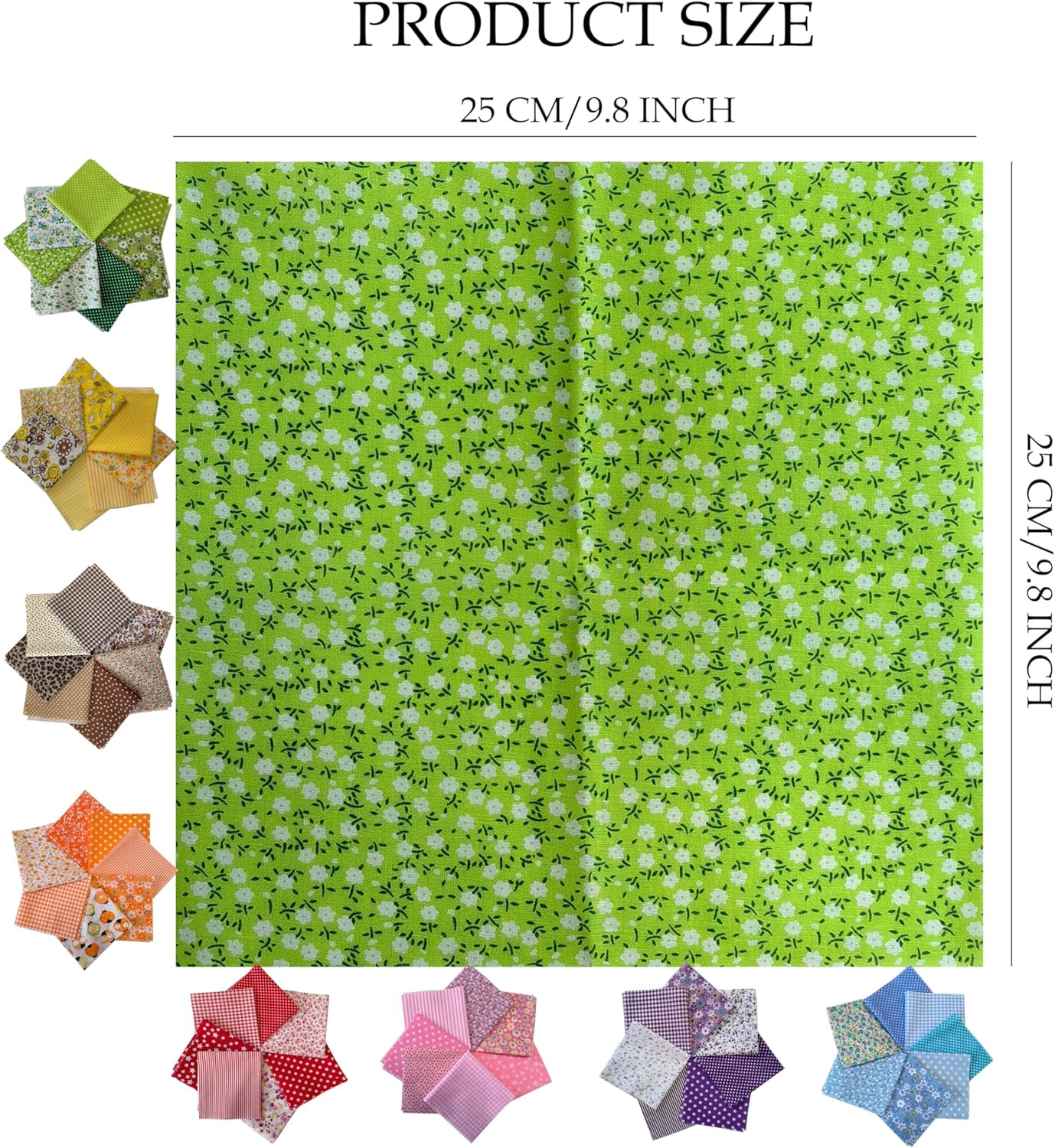 56 Pcs Precut Fabric Squares 10x10 inch(Red/Orange/Yellow)