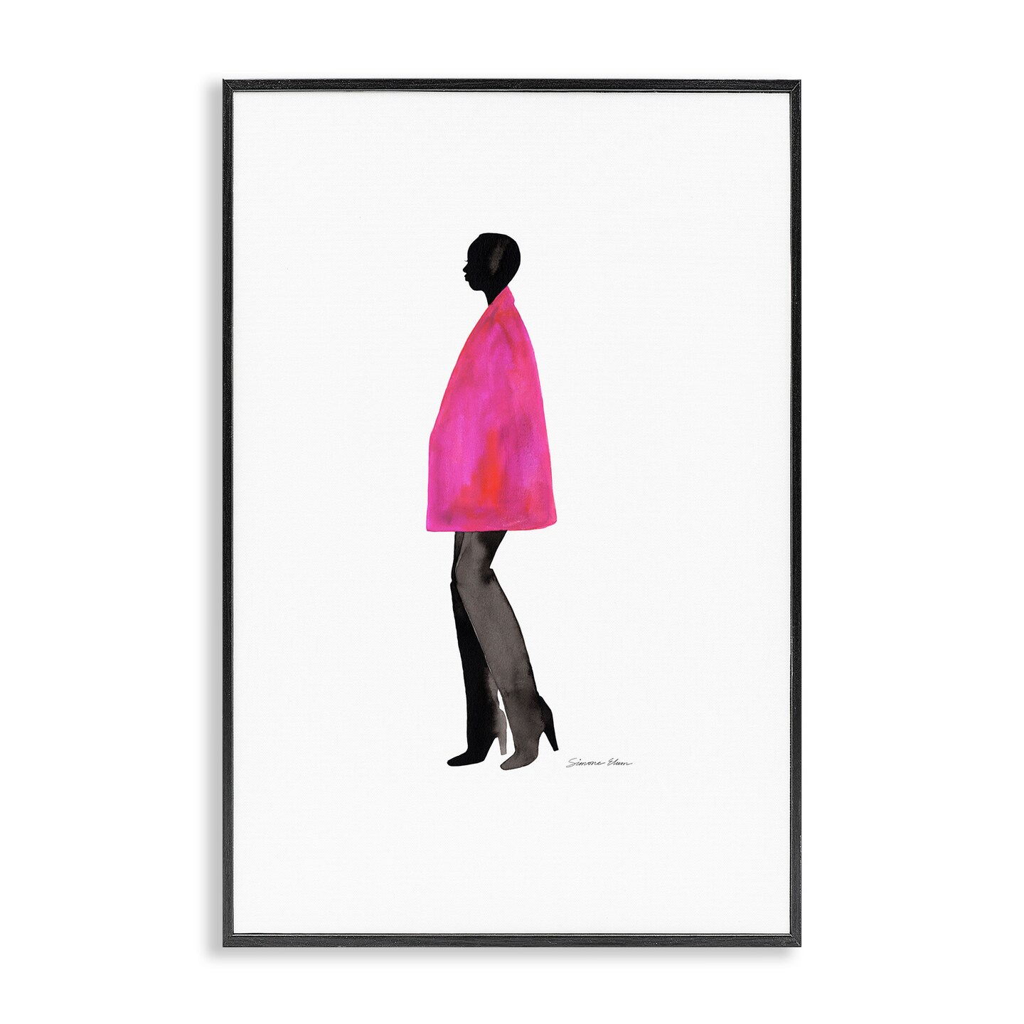 Stupell Industries Fuchsia Pink Coat Framed Giclee, design by Simone Elum