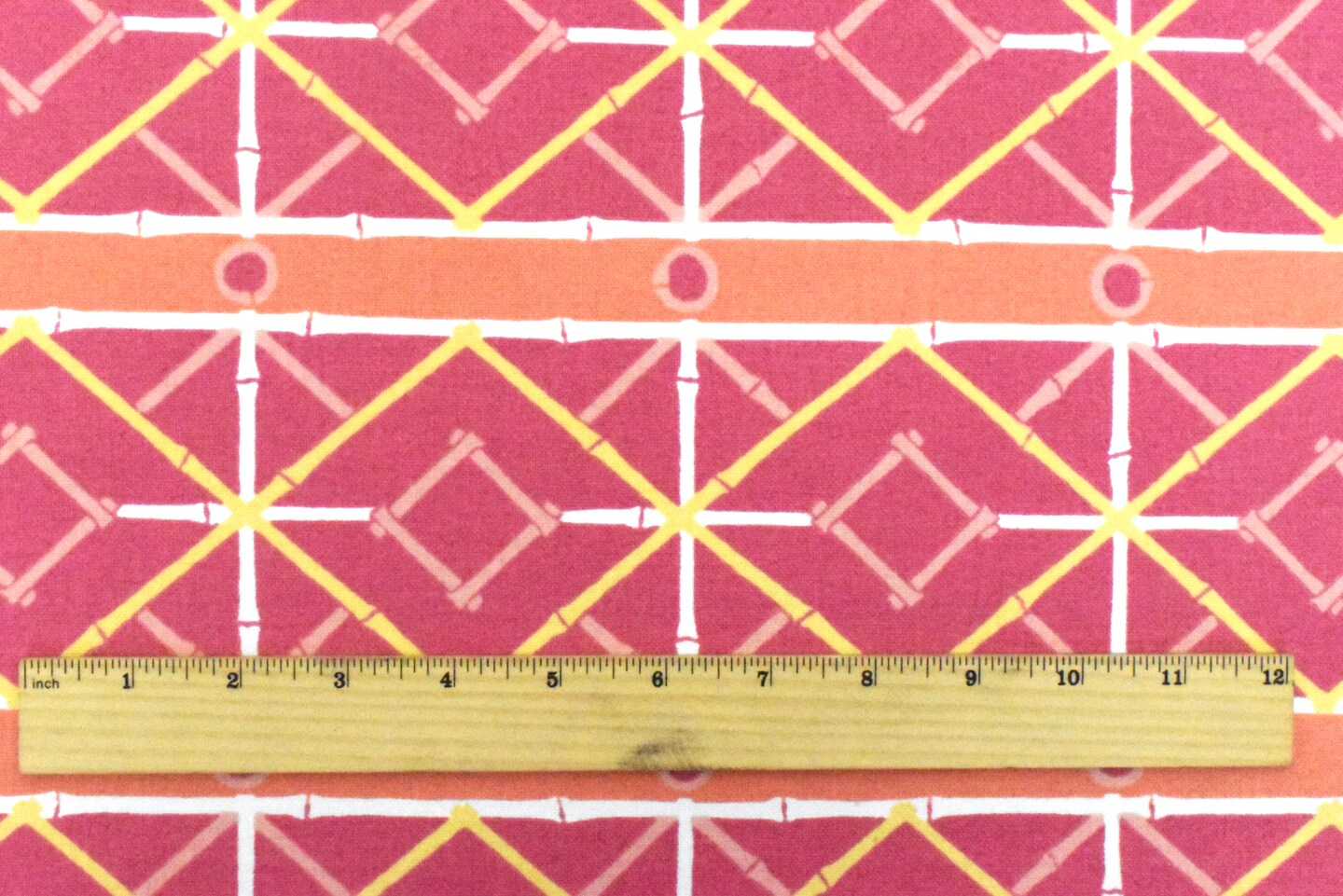 Pink-Multi PK Marian Crownley Bamboo Printed Canvas Decorating Fabric By the Yard