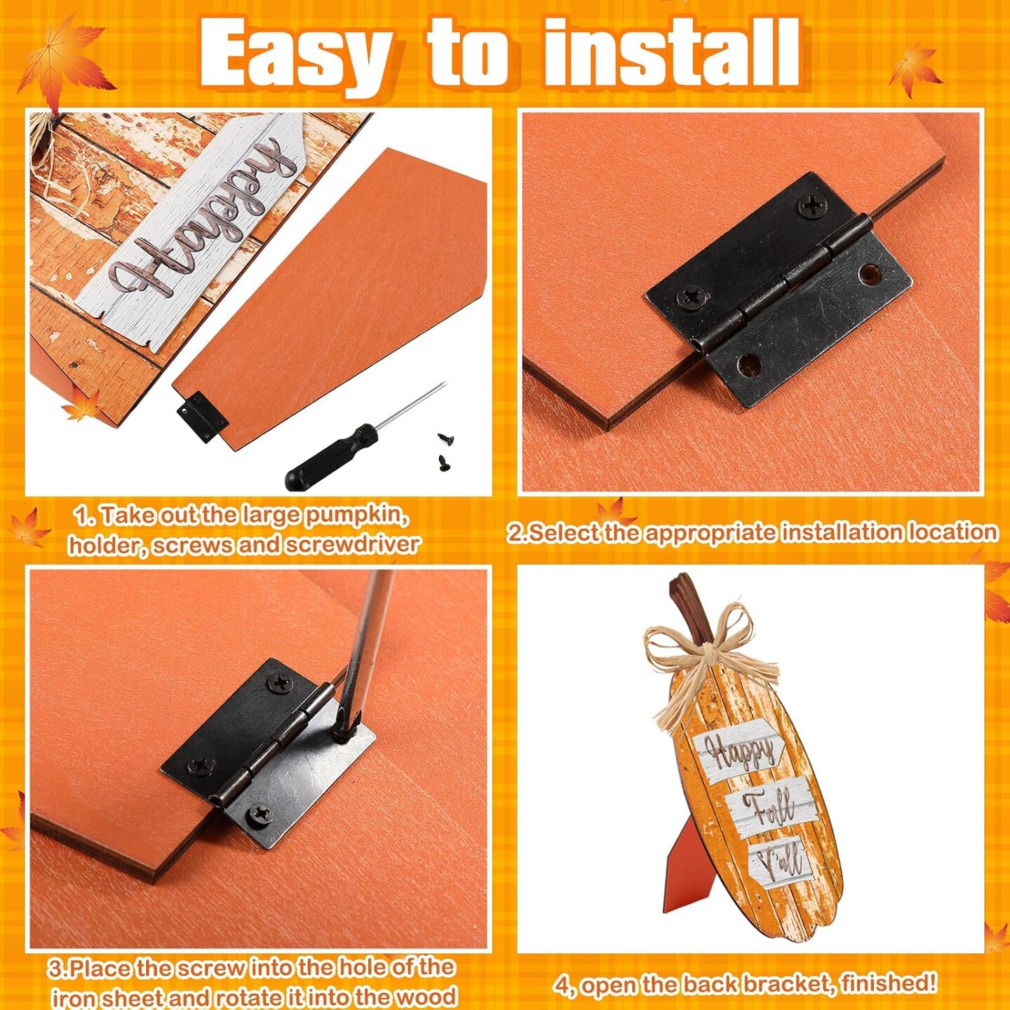 5 Pcs Fall Decorations for Home Fall (Orange)