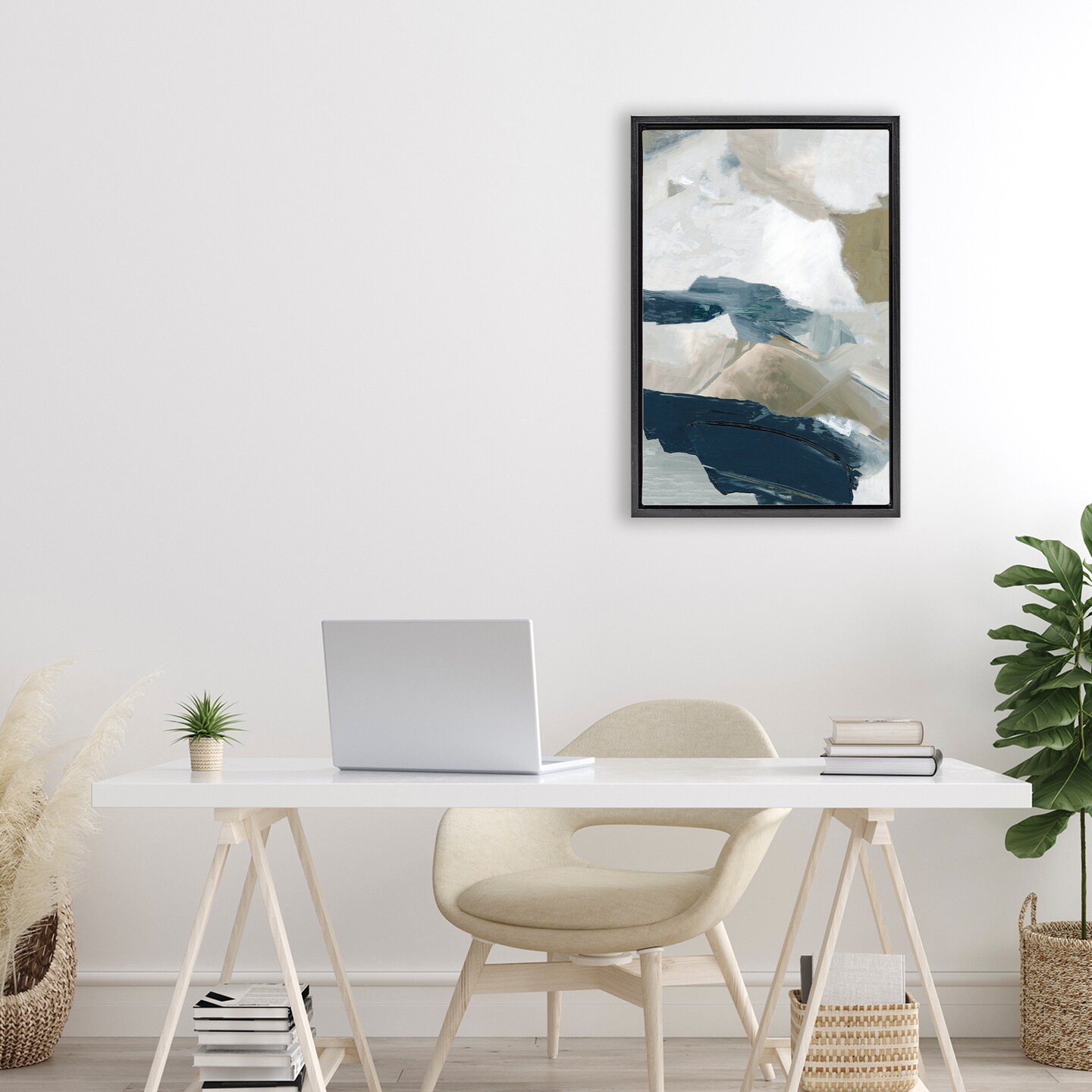 Stupell Industries Vivid Strokes in Neutrals Floating Frame, design by Hannah Dawson