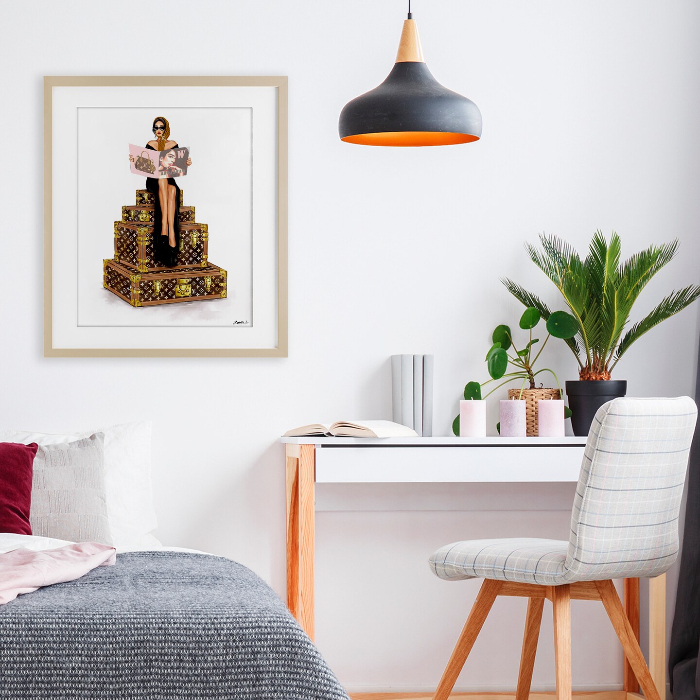 Stupell Industries Luxury Cases & Glam Girl Framed Print Under Glass, design by Ziwei Li