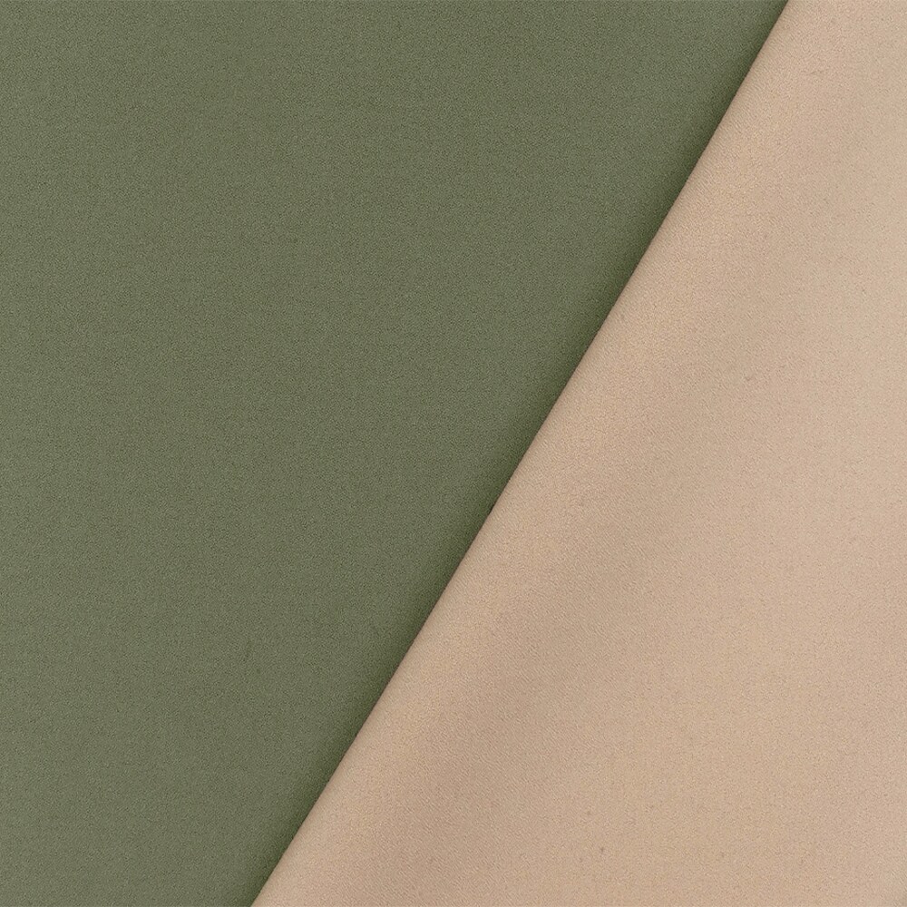 Shell Beige-Olive Solid Stretch Polyester Bonded Crepe Woven Fabric By the Yard