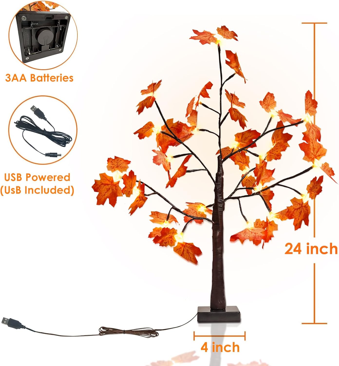 2 Pack 2FT Artificial Lighted Maple Tree - 50LED