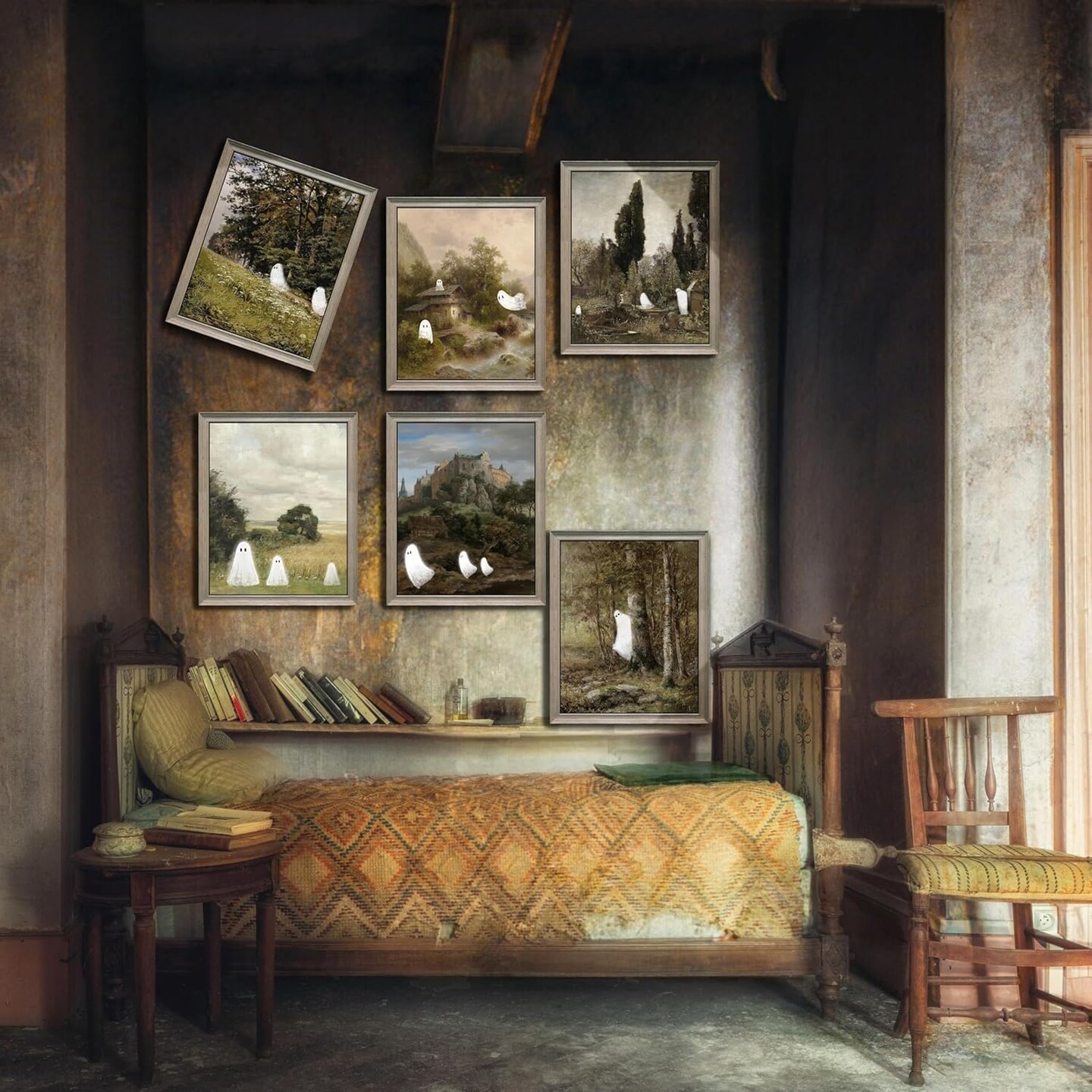 6 Pcs Halloween Wall Art Prints - 8x10 Inch, Unframed (Ghost)