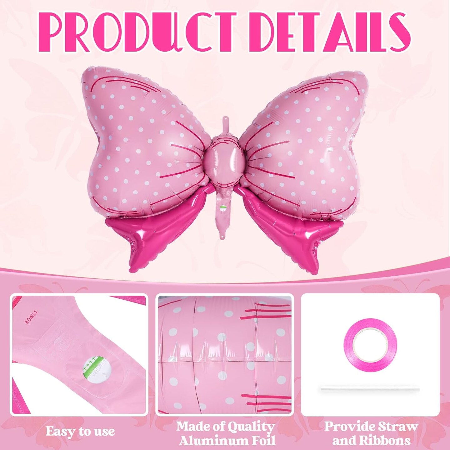 12 Pcs Pink Bow Balloons for Girls