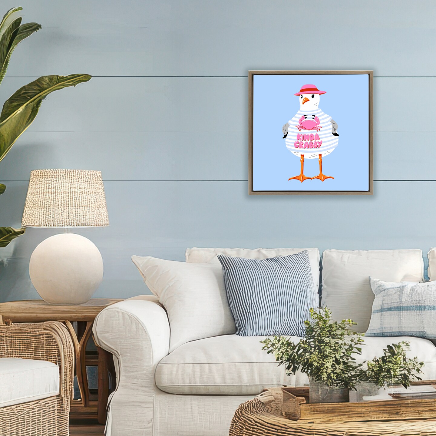 Stupell Industries Sassy Seagull Kinda Crabby Floating Frame
