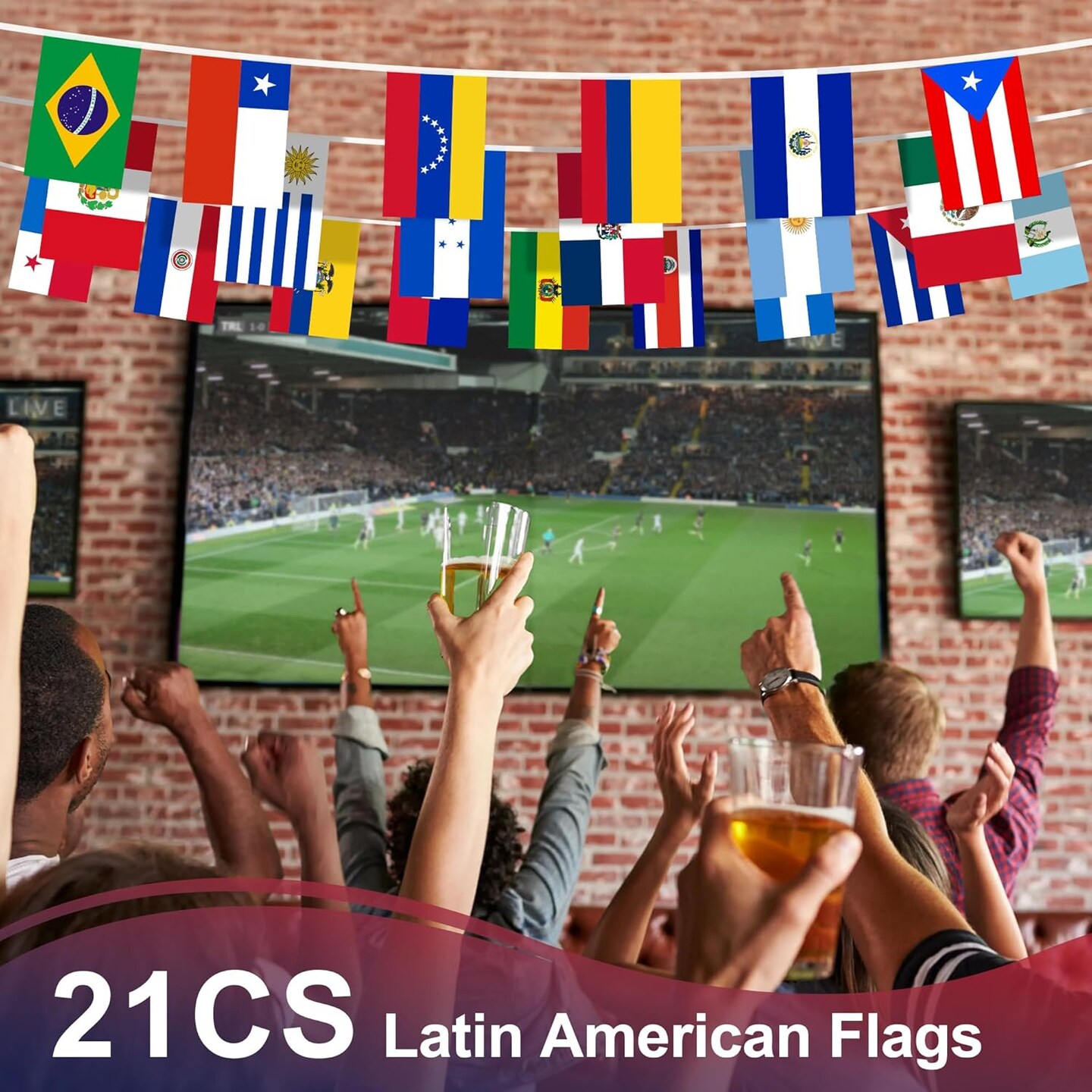 Hispanic Heritage Month - 21 Latin America Countries Pennant Banner (1 Pack)