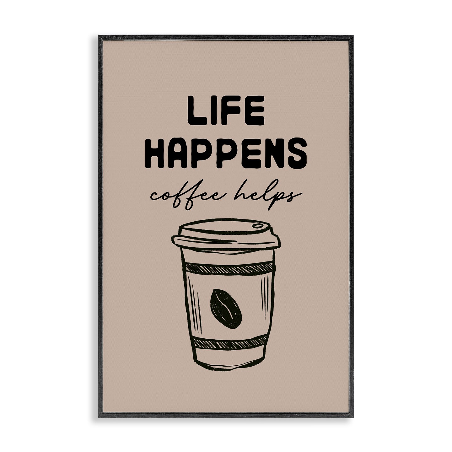 Stupell Industries Life Happens Coffee Helps Framed Giclee, design by JJ Design House LLC