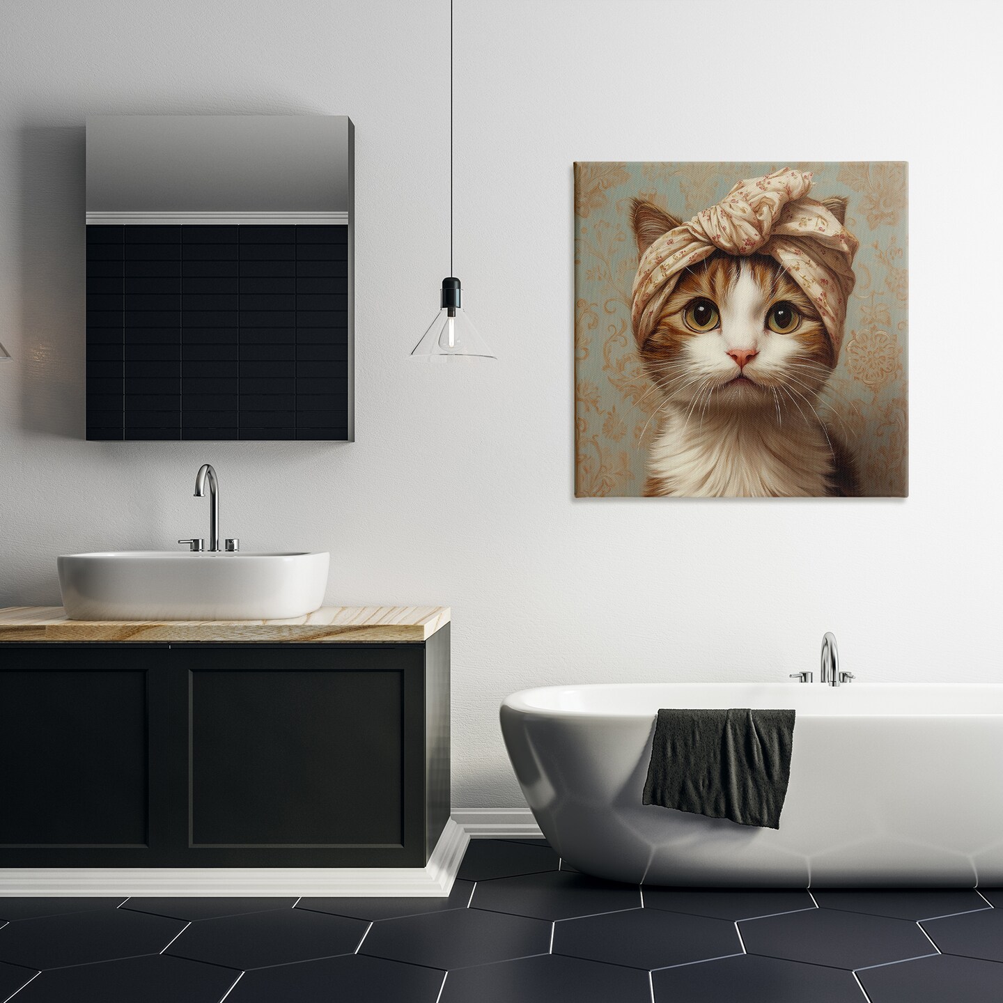 Stupell Industries Cat with Fashionable Turban Canvas, design by Jim Baldwin