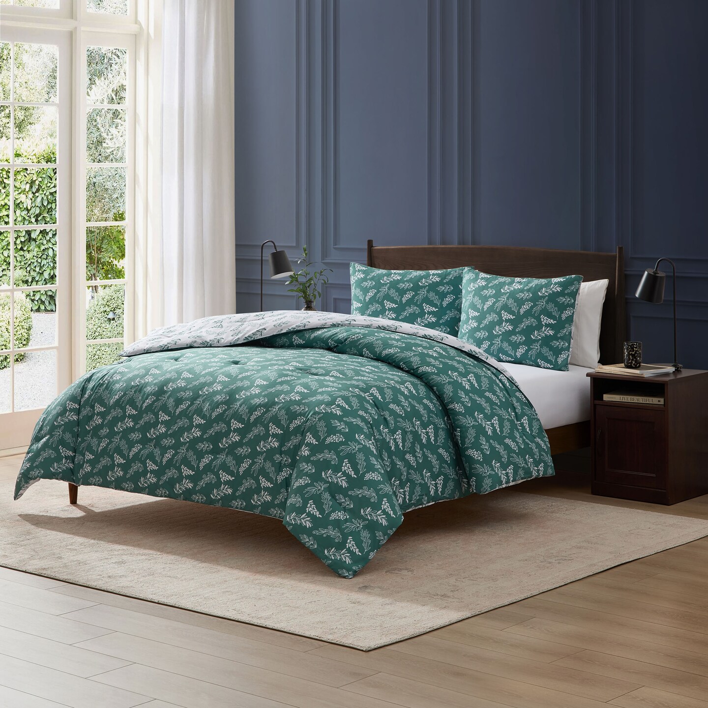 CraftBud 3PC Reversible Botanical Printed Comforter Bedding Set