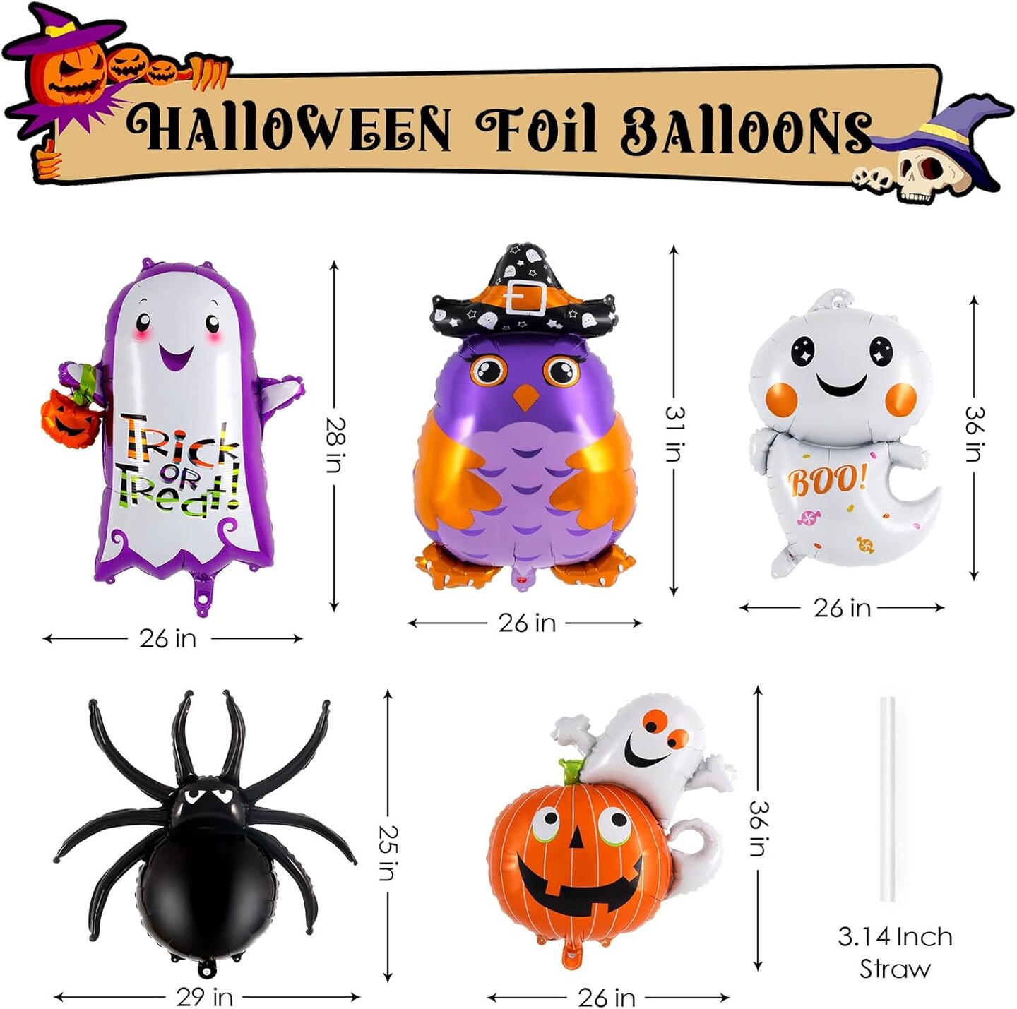 10 Pcs Halloween Mylar Foil Balloons Hallow Party(Colorful)