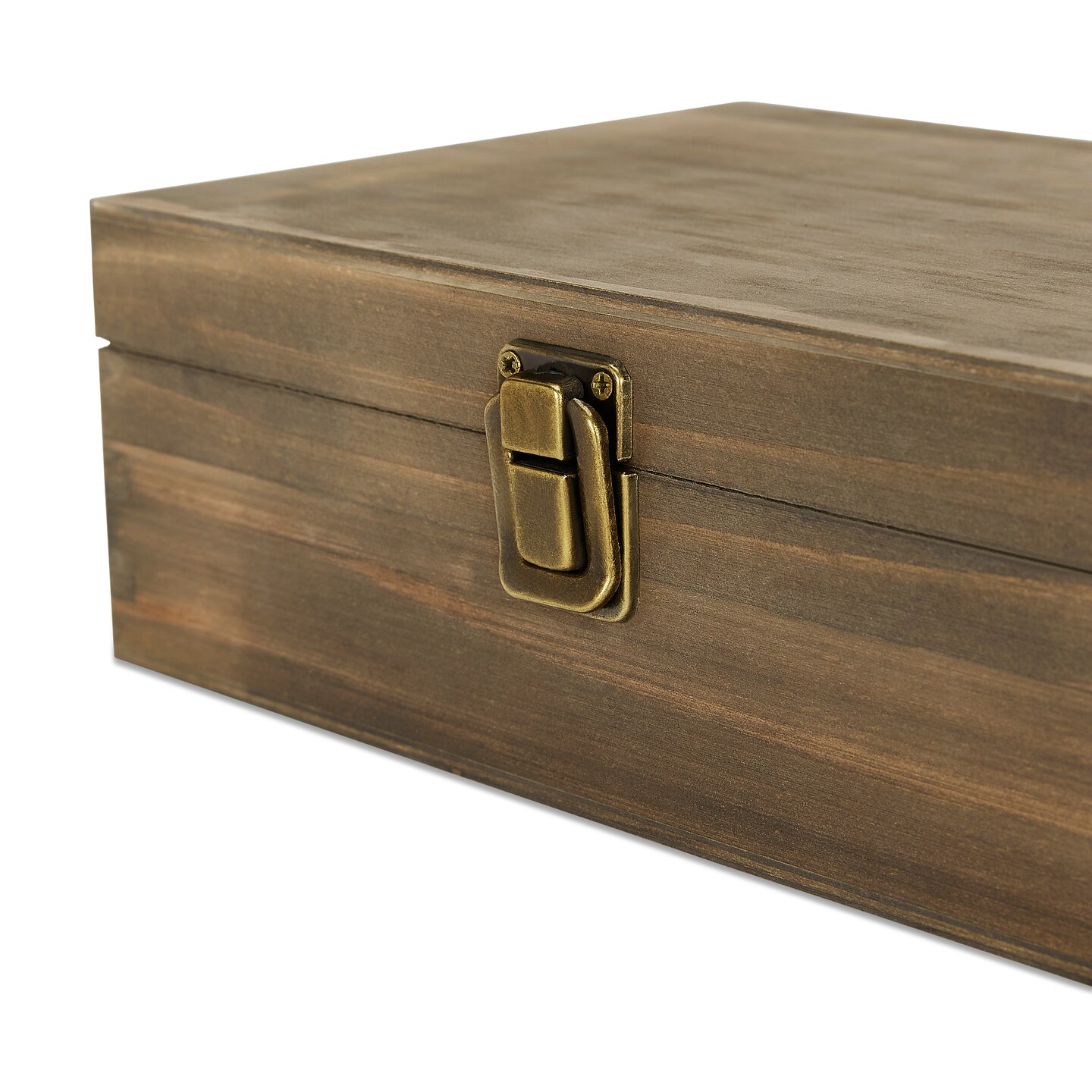 Makerflo Medium Pine Wood Memory Box with Black Felt Inside and Hinged with Clasp of Front, Keepsake Wooden Box Ideal for Craft and Personalization (Laser Engraving, Epoxy, UV DTF, and Vinyl)