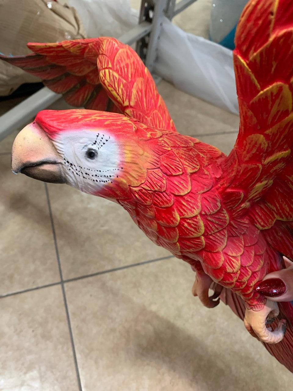 Red Flying Macaw Parrot Life Size Statue