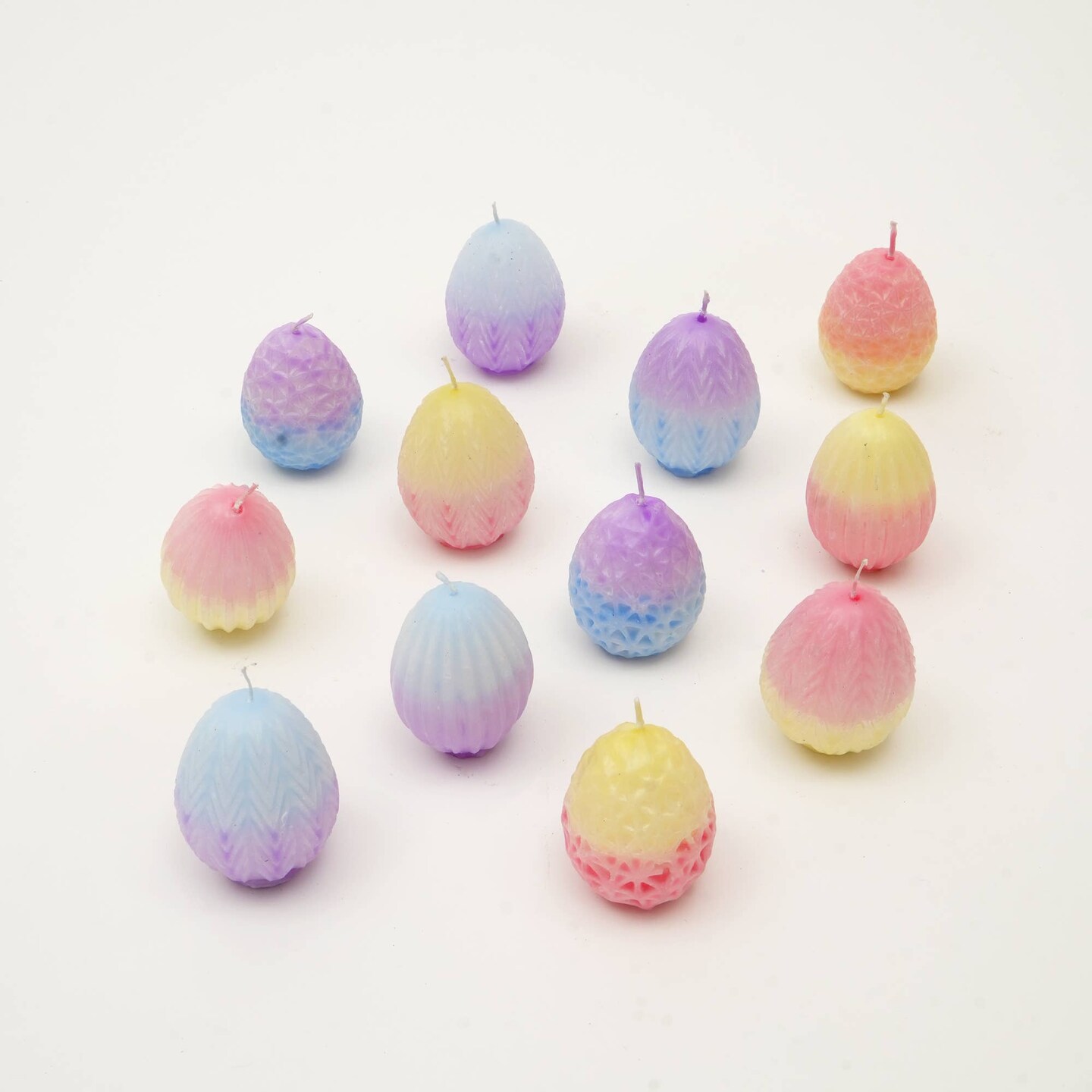 Easter Multicolor Pattern Egg Ombrey Candle-Pack Of 12