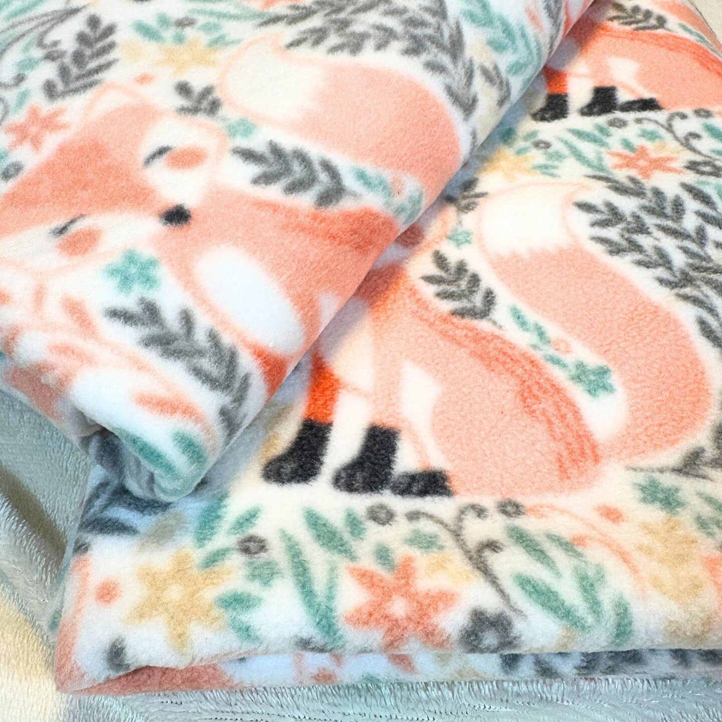Peach Fox Fleece and Minky Handmade Baby Blanket - Soft, Luxurious Comfort for a baby shower gift- Stoller Blanket - Peachy nursery decor product 7
