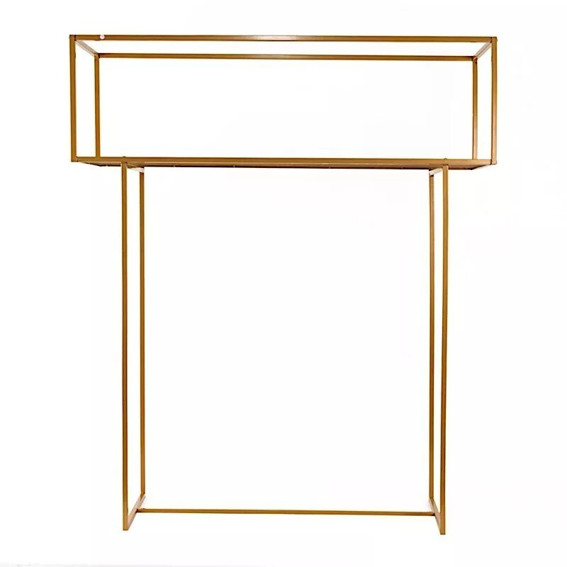 Gold 48 in Rectangle Top Metal Floral DISPLAY STAND Centerpiece Party Events