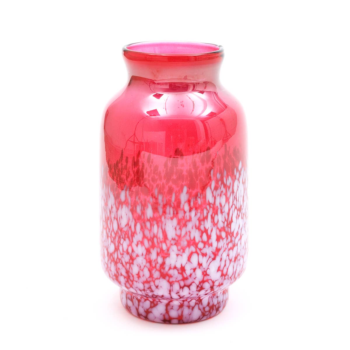 Vase | Ruby Luster with White Splutter Glass Vase | 7x12" | Luxurious Decorative Accent for Home, Office & Modern Interiors