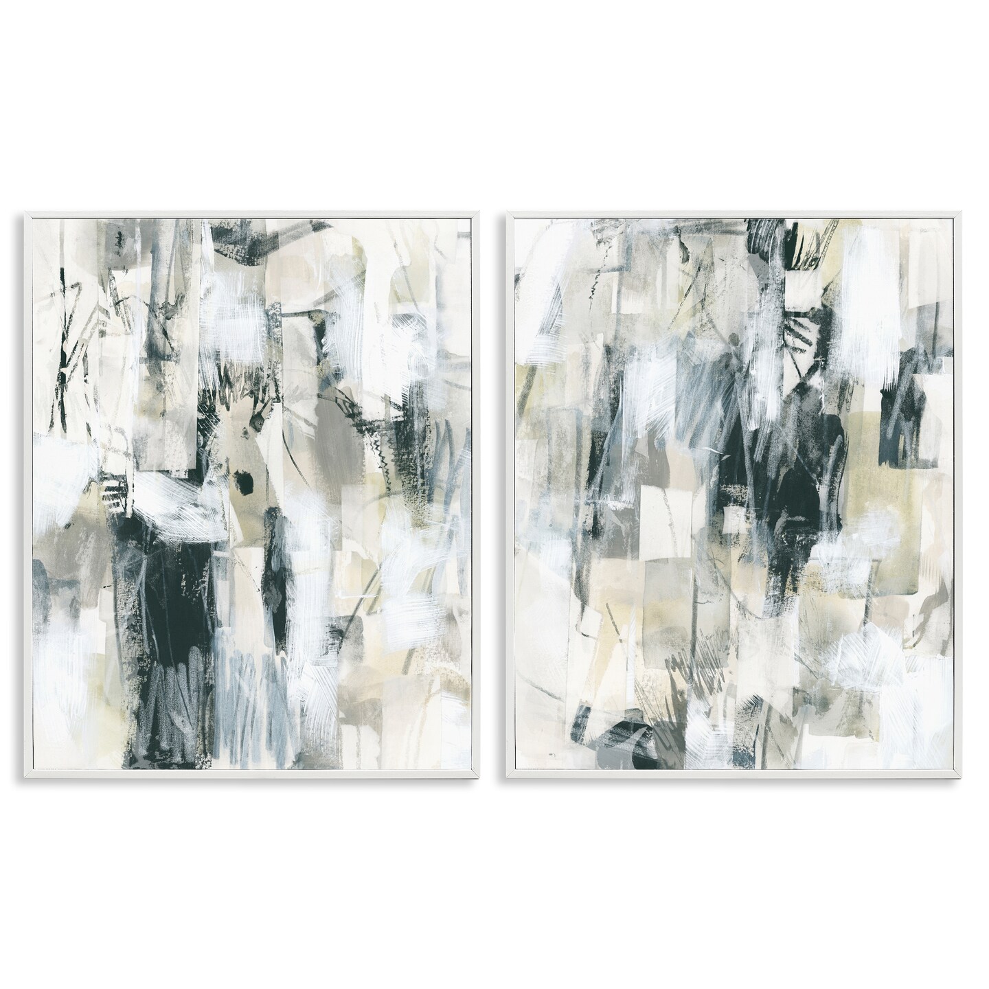 Stupell Industries Abstract Charcoal and Beige 2 pc Framed Giclee Wall Art Set Design by June Erica Vess