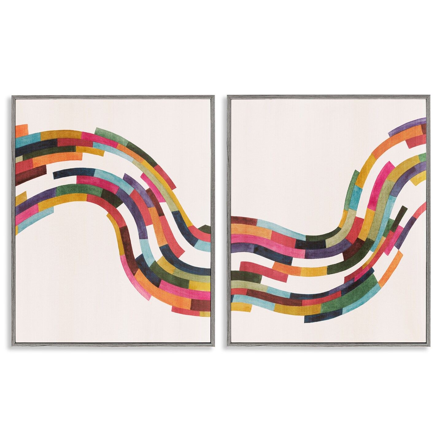 Stupell Industries Abstract Colorful Wave 2 pc Framed Giclee Wall Art Set Design by Grace Popp