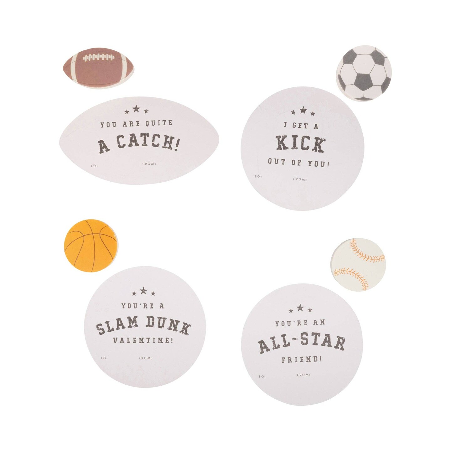SPORTS VALENTINES CARD &#x26; ERASER SET