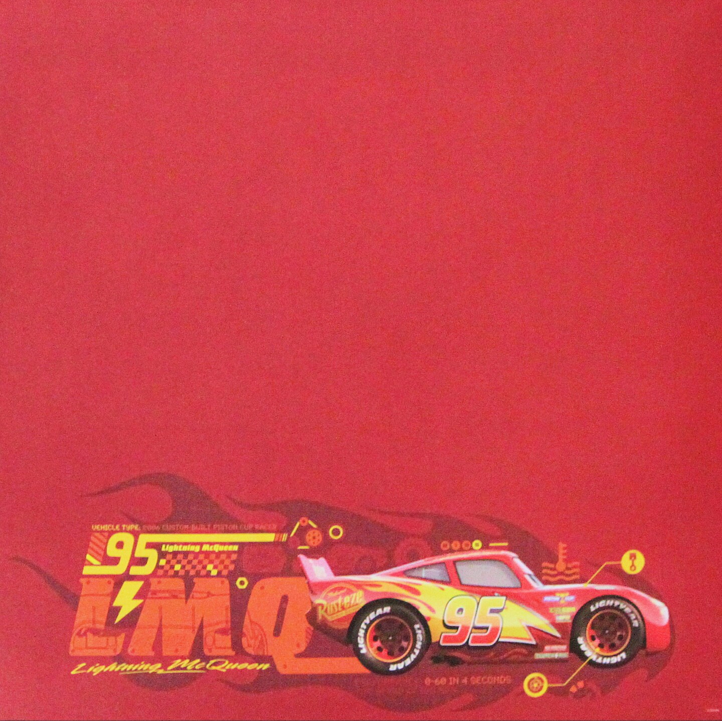Disney Pixar Cars Lightning McQueen 12x12 Scrapbook Paper