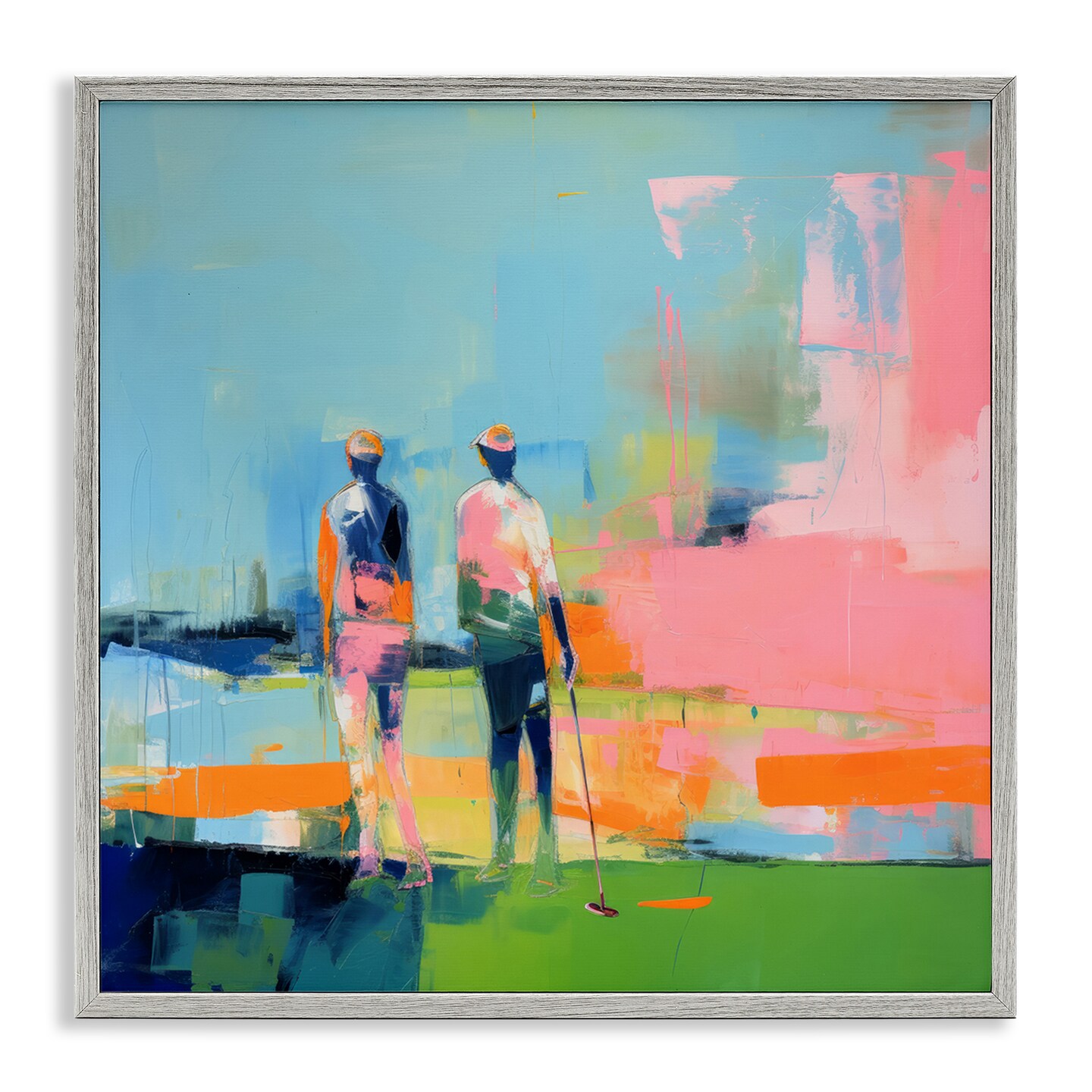 Stupell Industries Abstract Golfing Scene Framed Giclee Wall Art Design by Irena Orlov